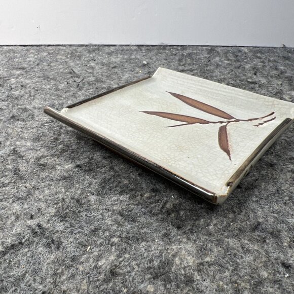 VTG Otagiri Japanese Bamboo Small Square Sushi Trinket Dish 4.75" Japan - Picture 10 of 13